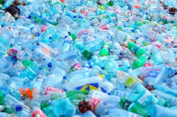 Plastic bottles in a pile ready to be recycled