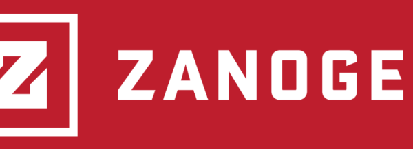 White Zanogen logo on a red background